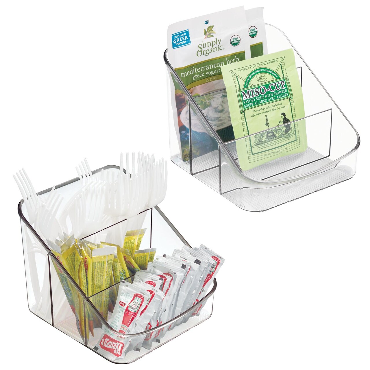 mDesign Large Plastic Kitchen Food Packet/Pouch Organizer Caddy; 2 Pack -  Clear